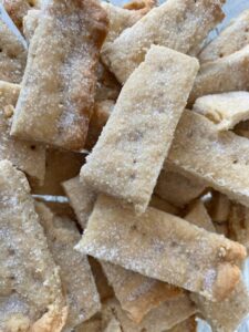 pile of shortbread cookies on a plate